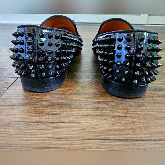 Louboutin Men's Black Dandelion Spikes Flat Patent - Size 45 US 11 - Picture 7 of 16